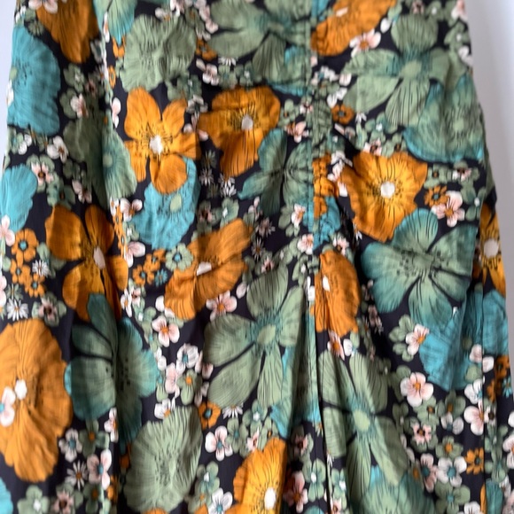 VOLCOM FLORAL BLUE/ORANGE MIDI SKIRT WITH SLIT NWOT SIZE SMALL - Picture 9 of 12